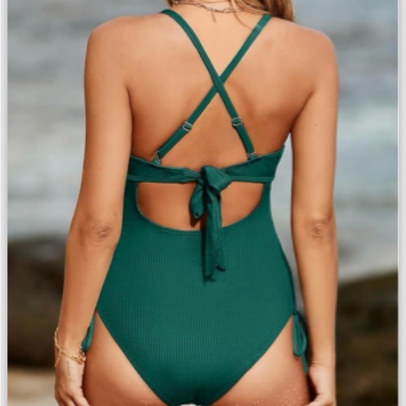 🆕Tummy Control High Cut Bathing Suit Sexy V Neck Criss Cross Monikini - Picture 2 of 6